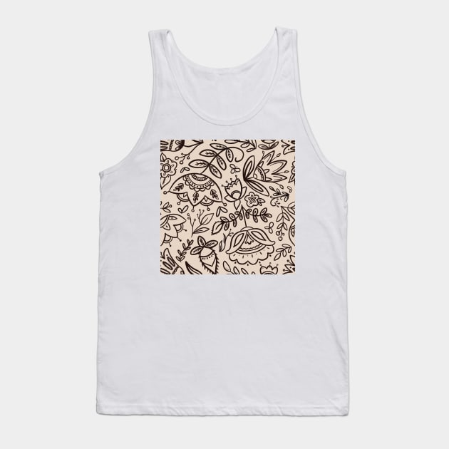 Folk art botanical pattern Tank Top by scrambledpegs